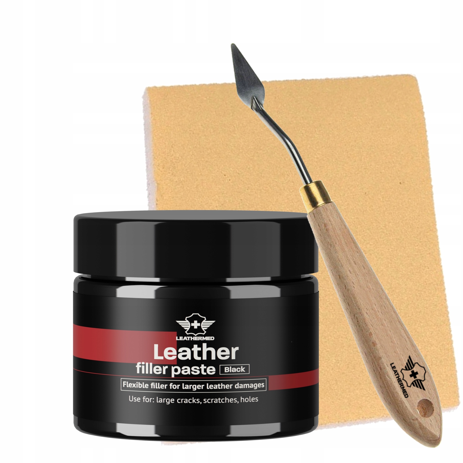 Tmel na kožu Leathermed 50ml – čierny, oprava škrabancov a prasklín v koženom čalúnení